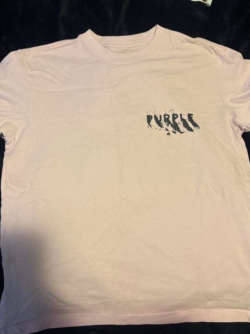 Purple Logo Crewneck Tee in Light Pink